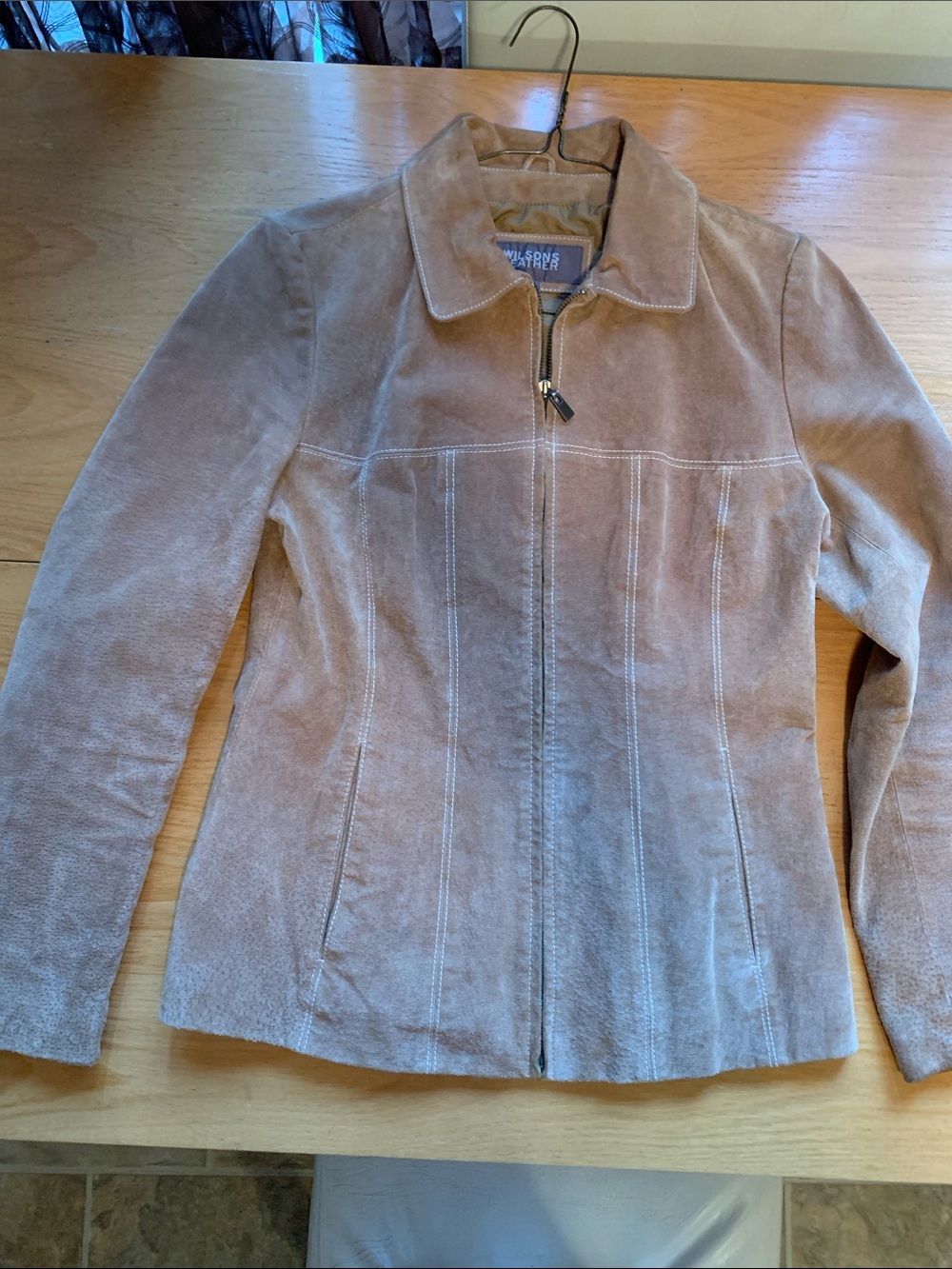 Wilsons Leather Taupe Suede Zip-Up Jacket